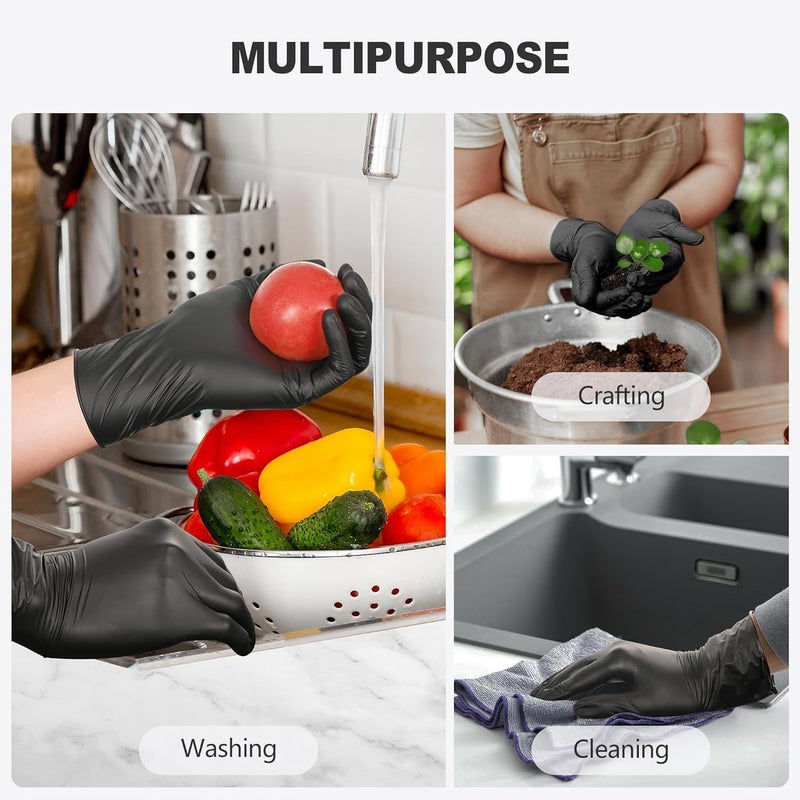 Swift Lite Black Vinyl Gloves, Food Grade Gloves Disposable Latex Free & Powder Free, Guantes for Cleaning Cooking Food Prep - Image 3